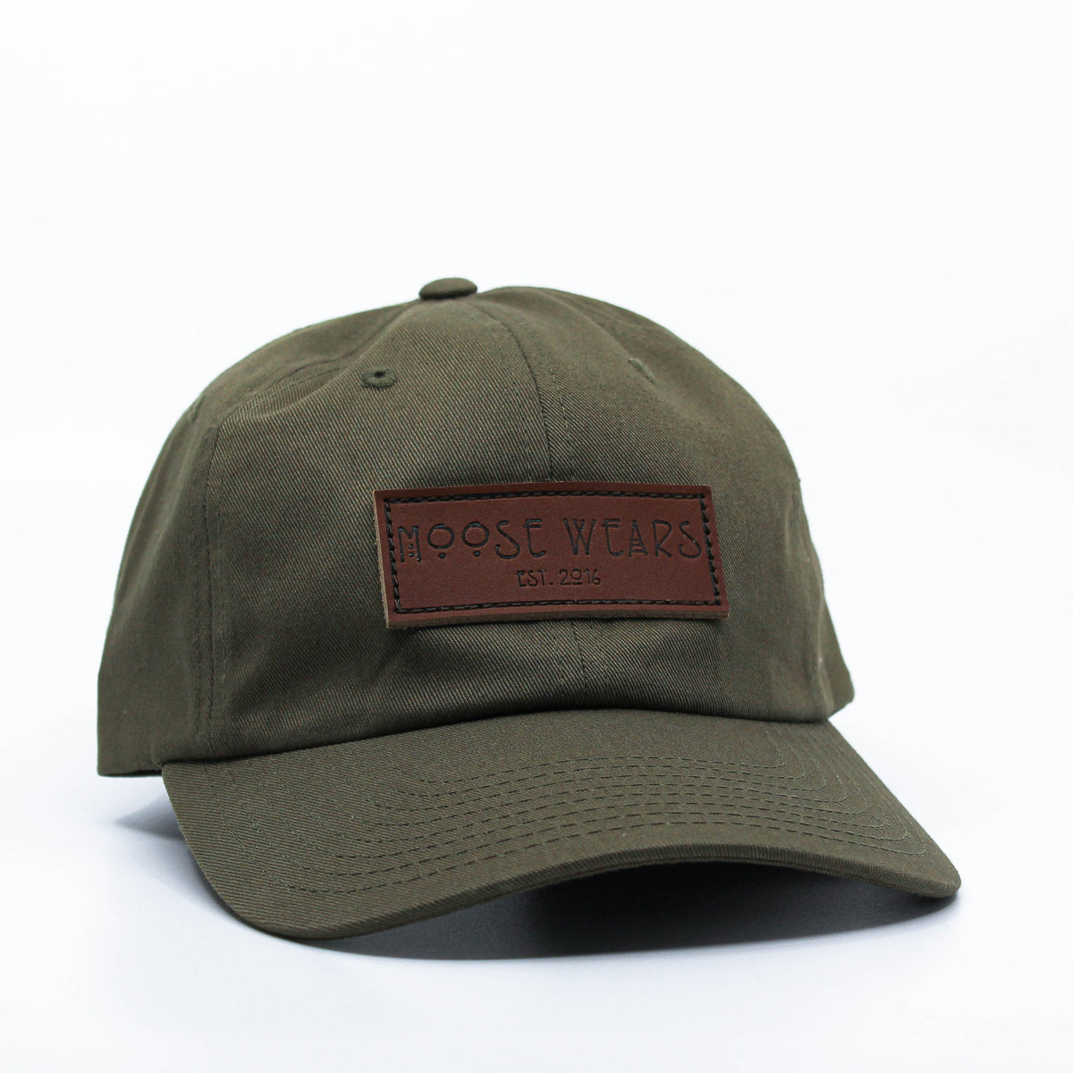 Olive Leather Patch Hat