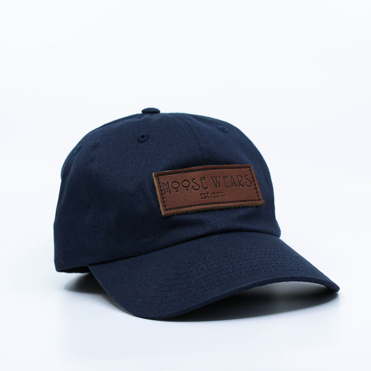 Navy Leather Patch Hat